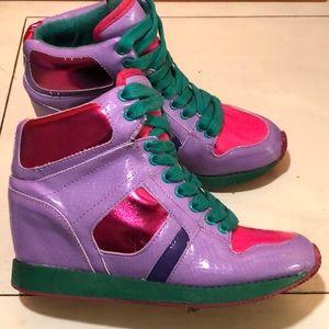 Girls High Top Wedge Sneakers Sz 6